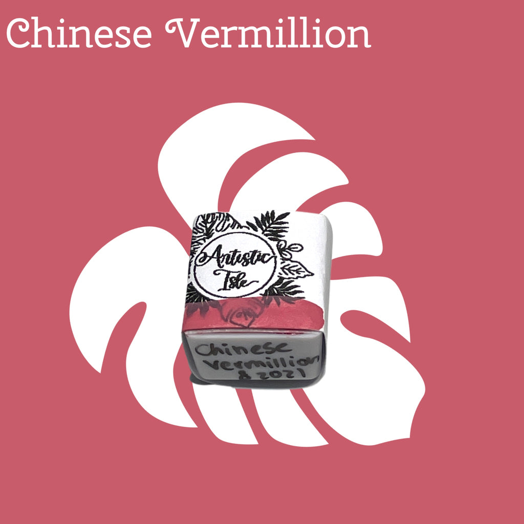 Chinese Vermilion, watercolor paint, handcrafted watercolor