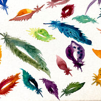 Feather Painting, watercolor art, original watercolor on canvas